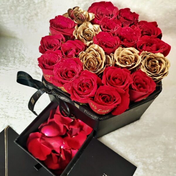 Hexagonal Black Beauty Roses - Flowerwali